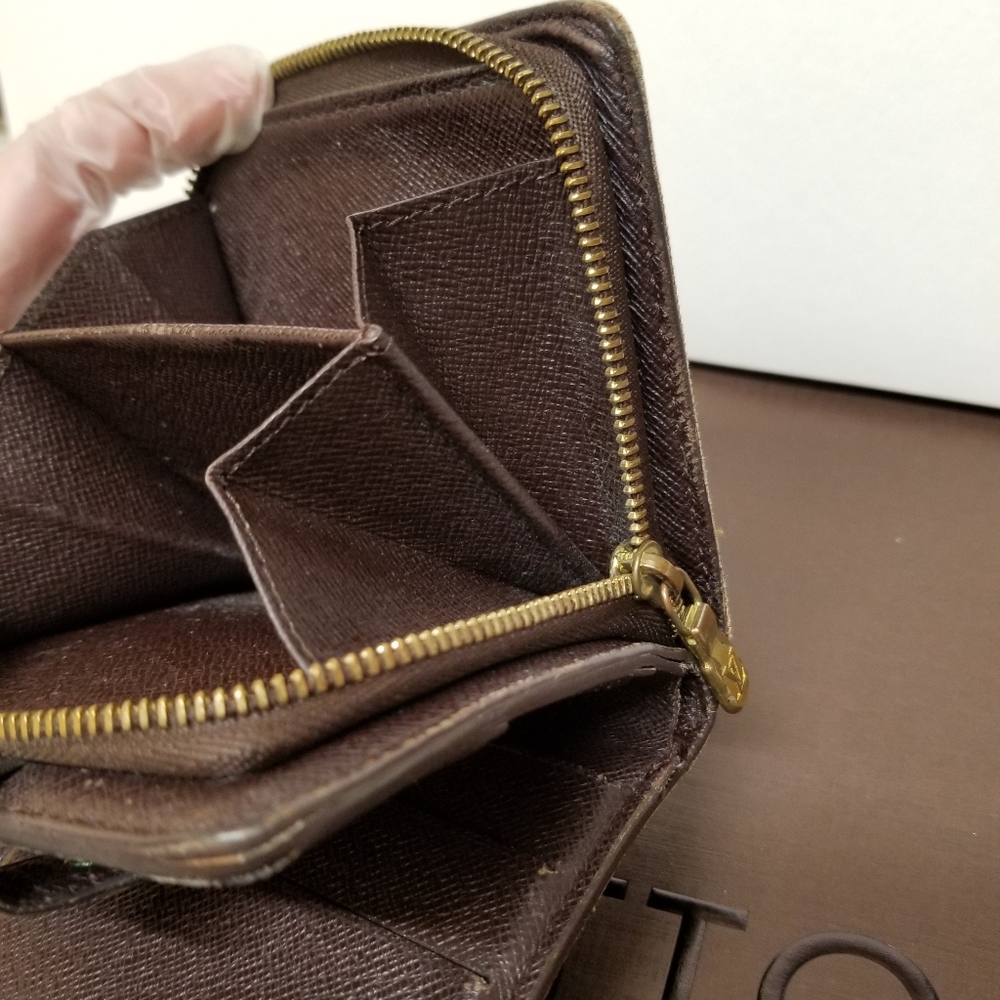 LOUIS VUITTON Damier ebene zipper compact wall #11 - Picture 11 of 16